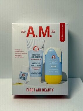 First Aid Beauty A.M. Kit Morning Skincare Set Cleanser Sunscreen Lip Balm NEW